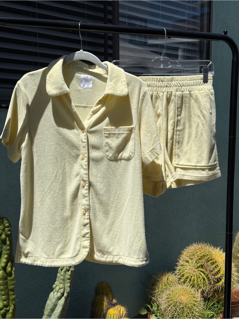 Yllw The Label Terry Cloth Set Yellow Palm Springs MCM resort cabana style  Sz M